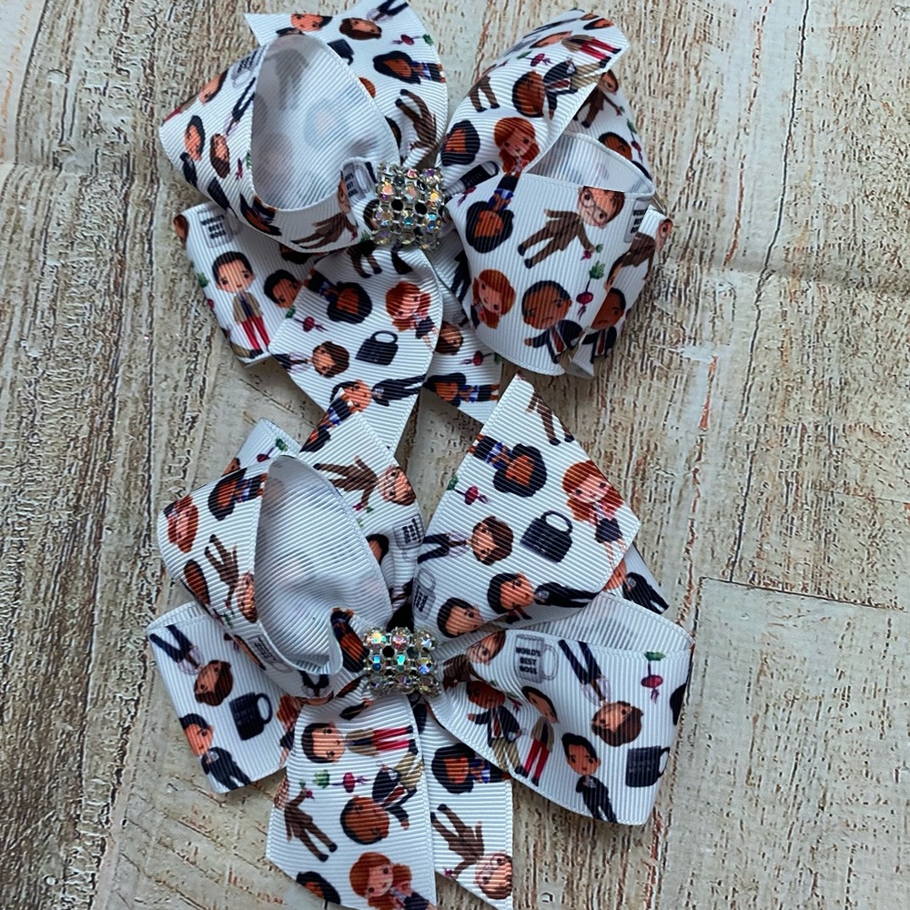 The office theme piggy tail bows